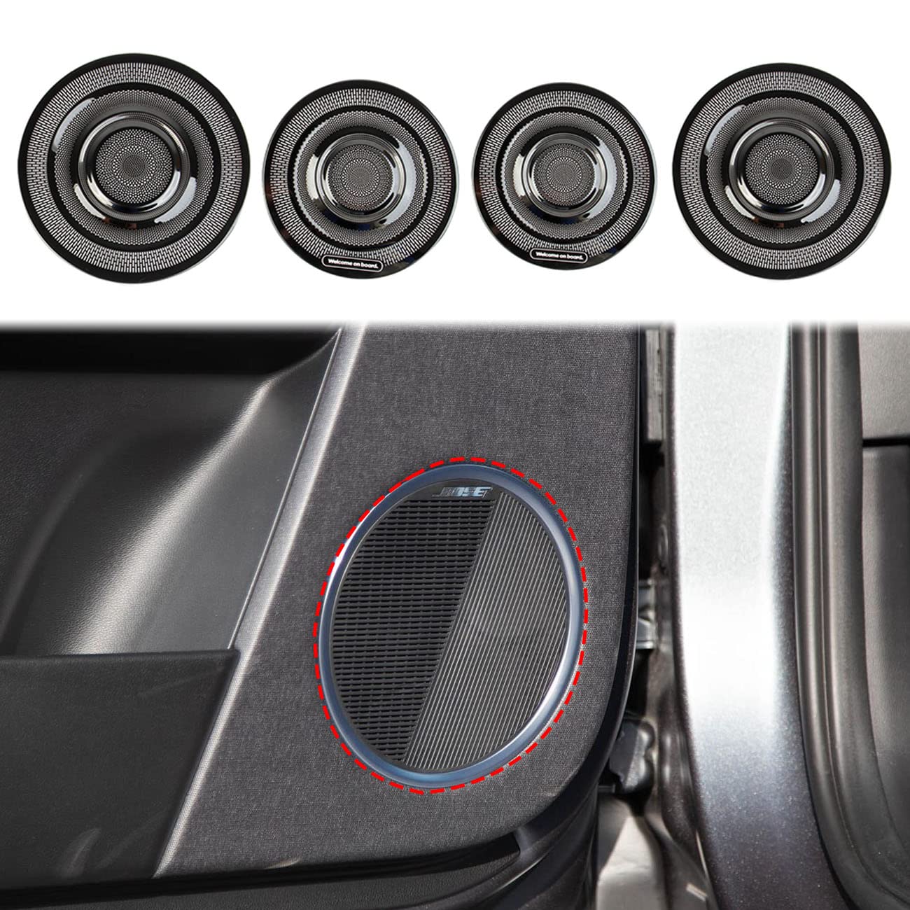 Korlot Door Audio Speaker Black Stainless Steel Cover Decorative Trim for 2022-2023 Hyundai IONIQ 5