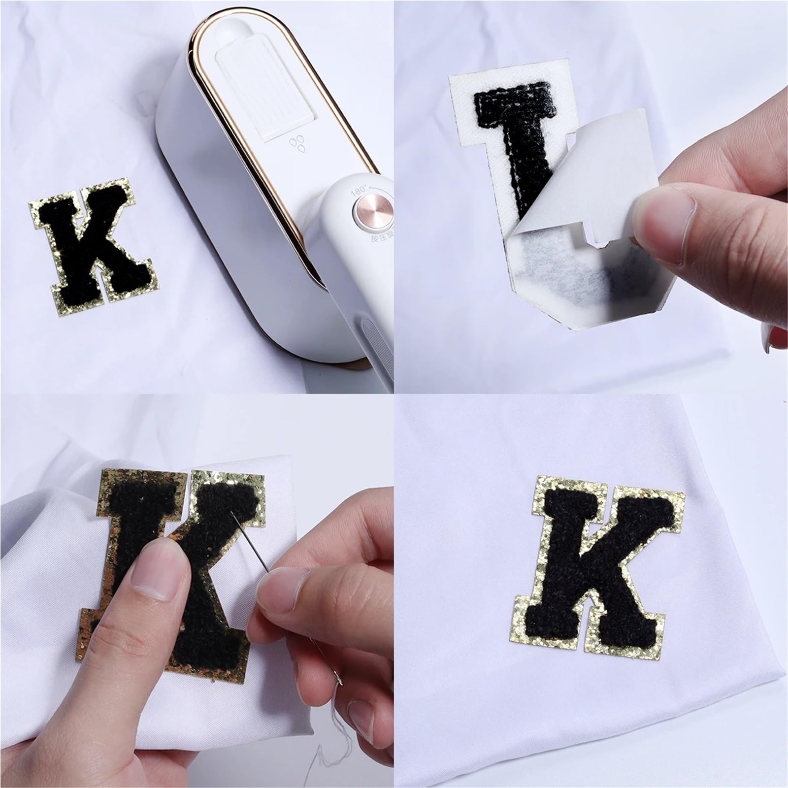 Aufnäher zum Aufbügeln für Kleidung, 2 Sets, 52 Stück, Buchstaben zum Aufbügeln, Stickerei, Stoff, bunt, Alphabet, zum Aufbügeln, für selbstgemachte Taschen, Violett (zum Aufkleben)