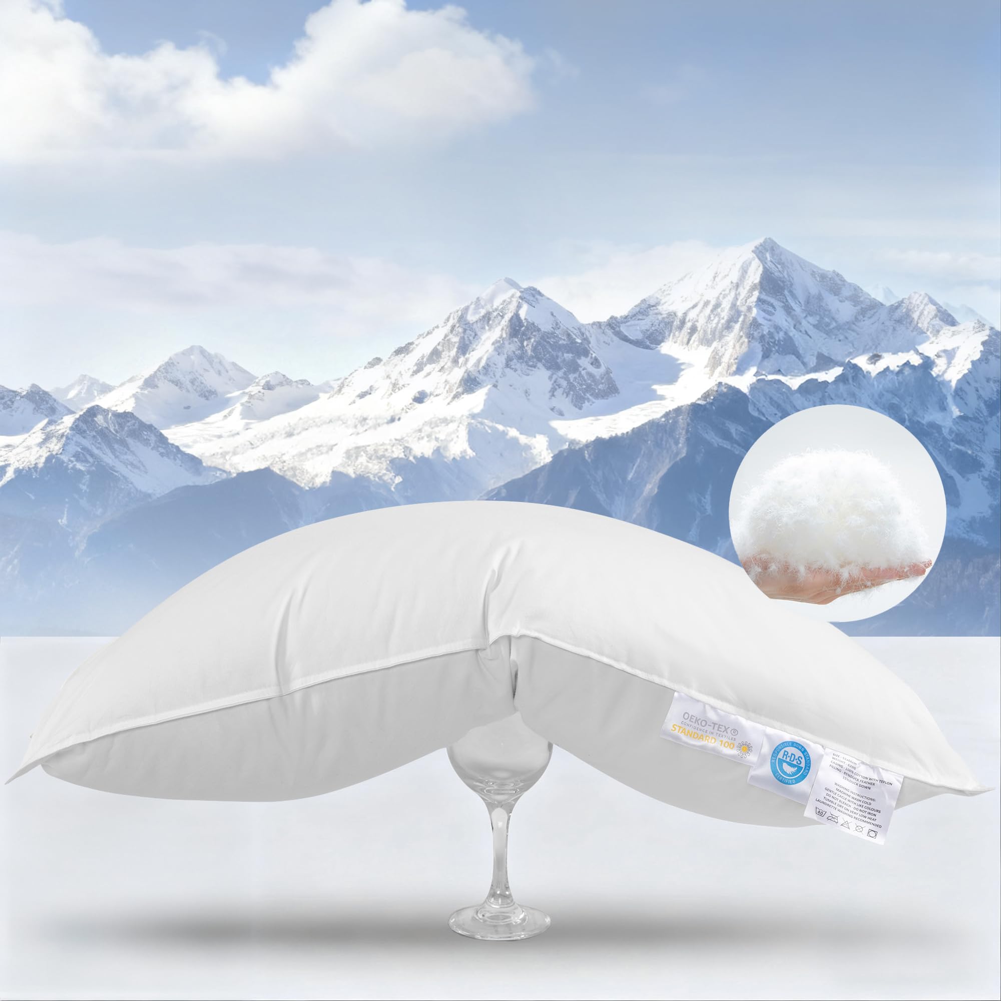 Zalmureta Luxury Canadian White Goose Down Pillow King Size