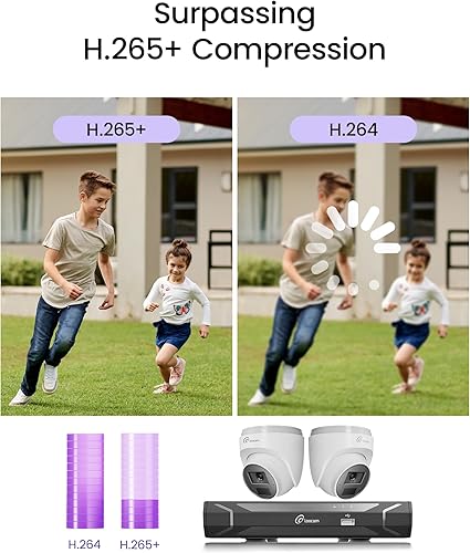 Miniatura 8 de Loocam Sistema de cámara PoE 4K, NVR de 8 canales, 8 unidades, cámaras IP domo de 8 MP, audio bidireccional, detección humana AI, sistema de cámara