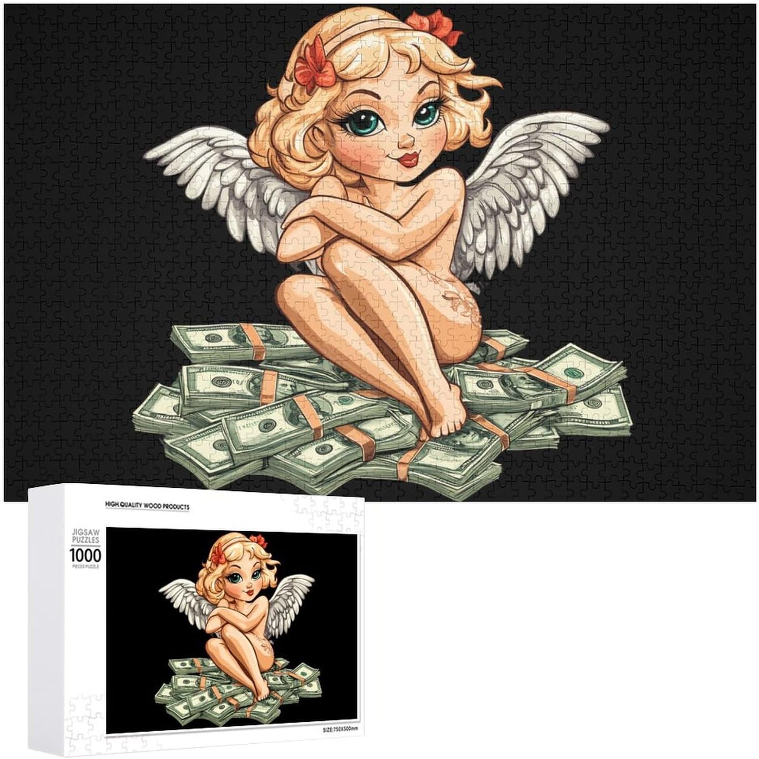 Angels-Cherub Money Wood Puzzle Challenging Jigsaw Puzzles for Women Men