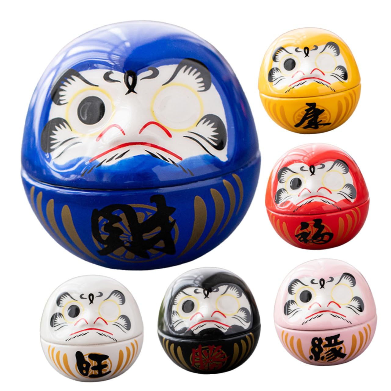 Uonlytech 6 Piezas Adornos de Gato Suerte Decoración de Vaso de Cerámica Adorno Suerte Decoración de Escritorio Japonesa de Hogar Varios Estilos