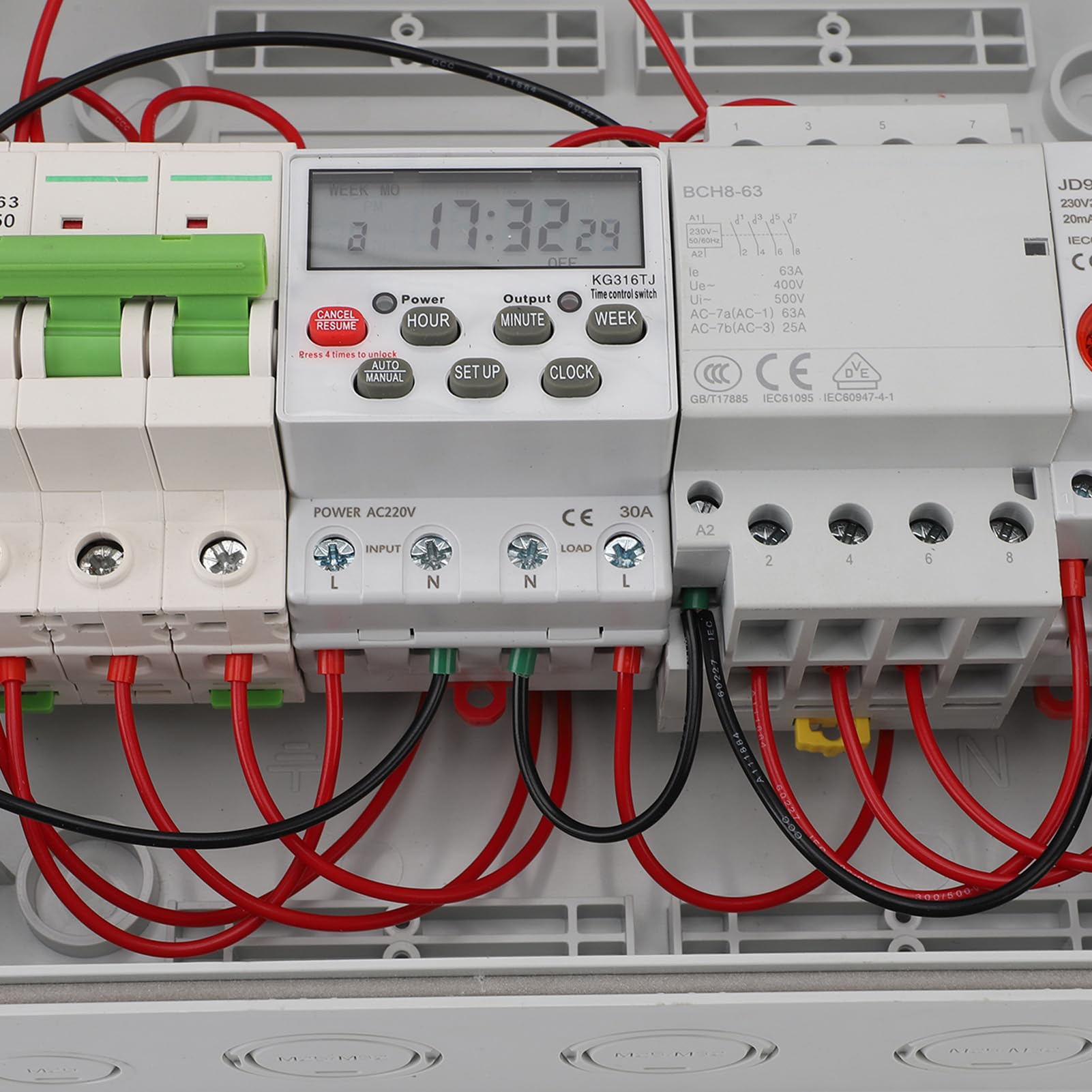 Caja de Interruptor Horario Digital con 16 Acciones Programables para Uso en Exteriores Interruptor Temporizador de Ahorro de Energía para Alumbrado Público y de Riego