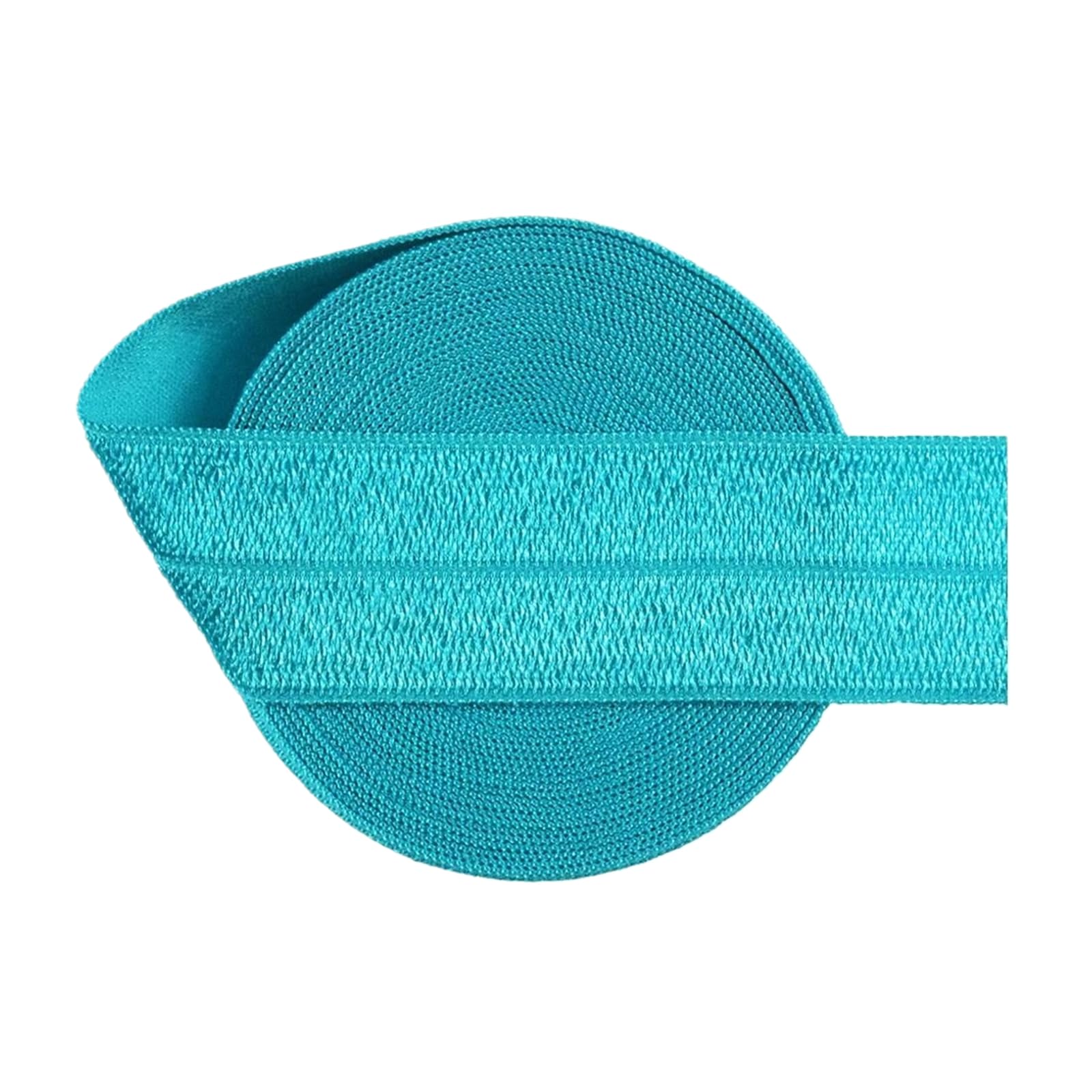 1" 25mm Solid Spandex Satin Bandfold Over Elastic, Tornado Blue, 25mm,10 Yards