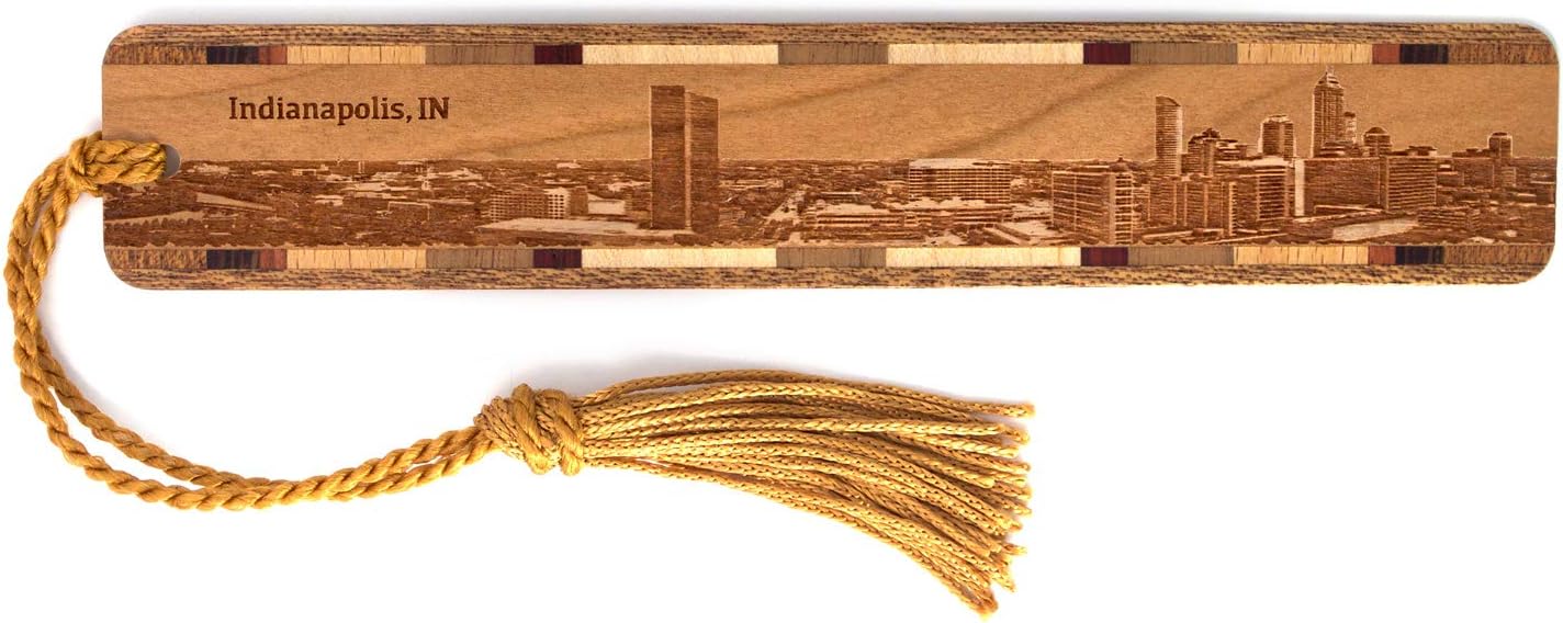 Personalized Los Angeles California City Skyline Engraved Wooden Bookmark with Tassel - Made in USA - Also Available Without Personalization