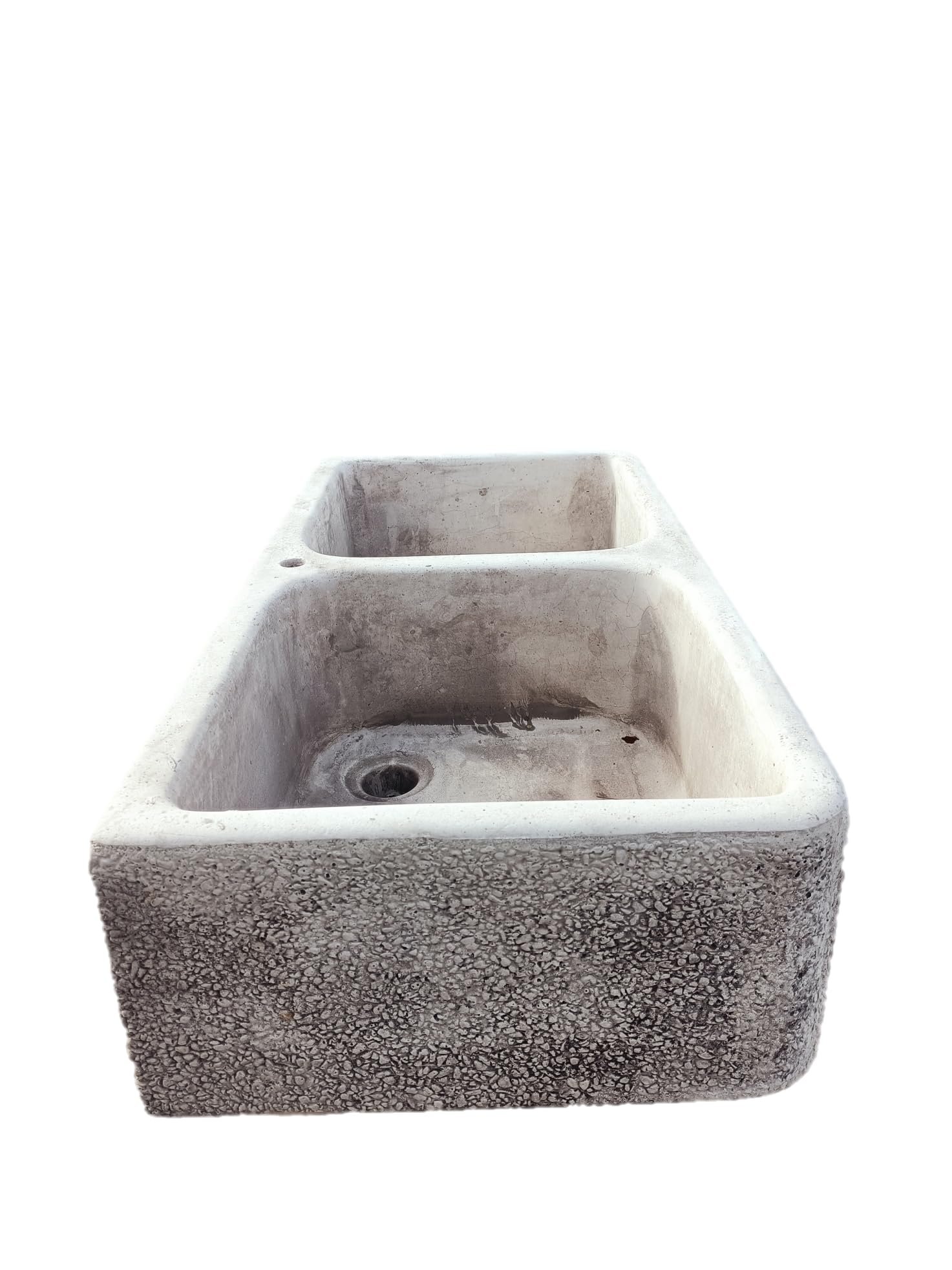Centro Ardolino Lavello in Cemento Ricostruito, Lavabo, FONTANA, due vasche anticato grigio, Misure: L 91x46 - H 23 CM.
