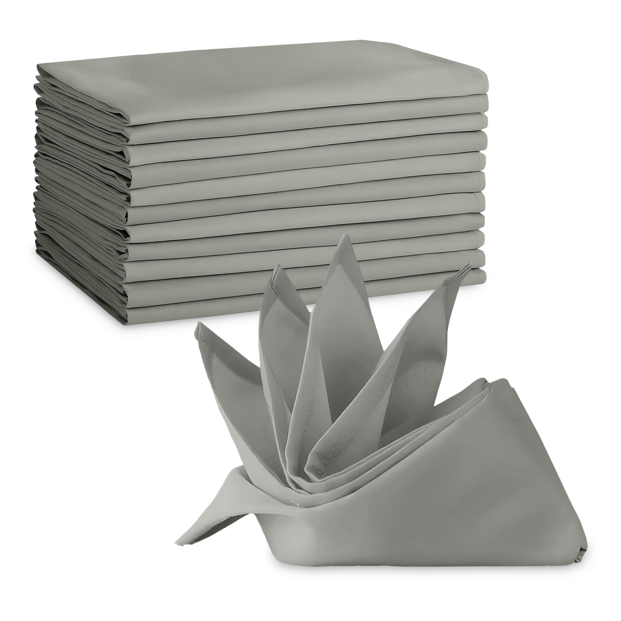 100% Polyester Table Napkins - 20" x 20" Cloth Napkins for Formal Dining, Weddings, Events, Restaurants, Durable & Machine Washable with Elegant Finish - Grey, 4pcs