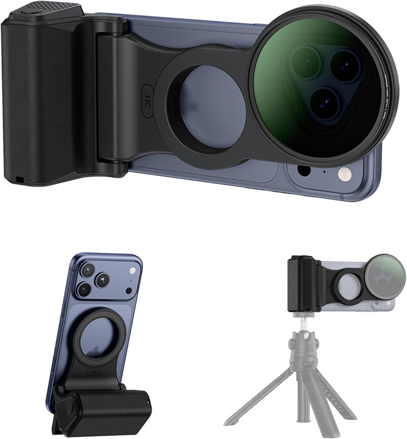 KIWIFOTOS Magnetic Phone Camera Grip with 67mm Phone Lens Filter Adapter Kit for Magsafe iPhone 17 16 15 14 Pro Handle with Remote & Tripod Adapter (Filter not Included)