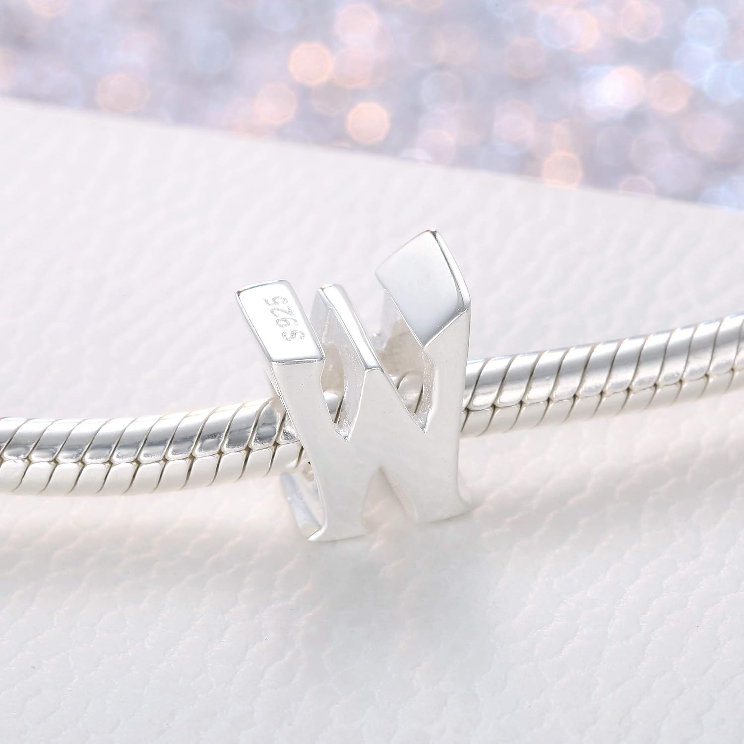 Fantasticharm fits Pandora Bracelet Genuine 925 Sterling Silver Alphabet Letter Charms (A to Z) Fit, Letter W,FG - Image 3