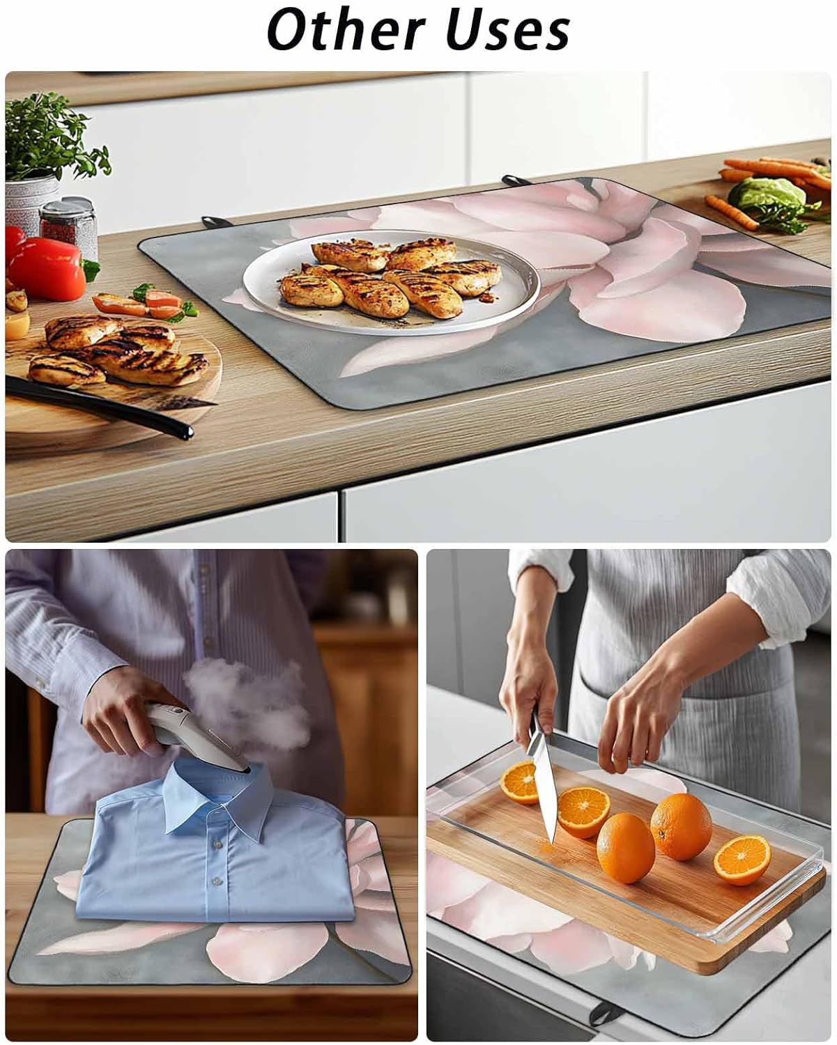 Stove Cover for Electric Stove 24x21 Inch Watercolors Pink Flowers Stove Top Cover Floral Plant Glass Cooktop Covers Anti-Slip & Heat Resistant Countertop Protector Home Kitchen Decor