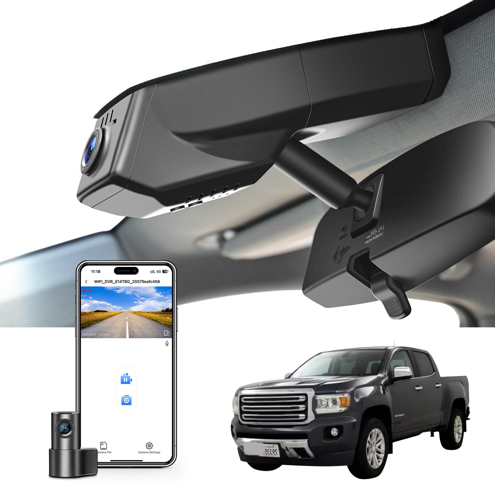 Mangoal Front 4K Rear 1080p Dash Cam Custom fit for GMC Canyon 2015-2022 WD Elevation AT4 Denali Model