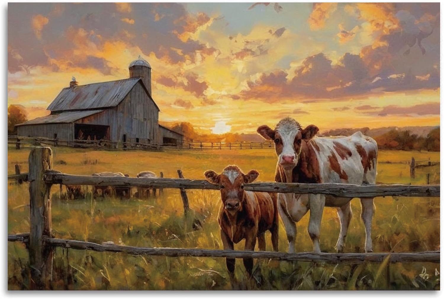 Farm Place Rustic Country Farm Paintings Wallpaper