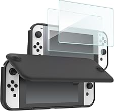 Procase Switch OLED 2021 Flip Case "With 2 Films", Slim Soft TPU Cover Shockproof Protective Cover - Black