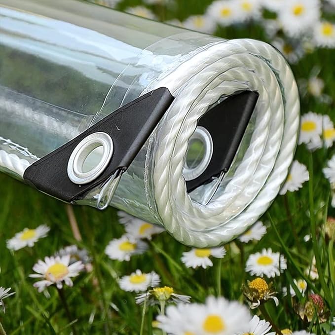 Telone Copertura Impermeabile Trasparente 1x1m - Con Occhielli | Per Mobili Giardino, Serra, Animali - Foto 7