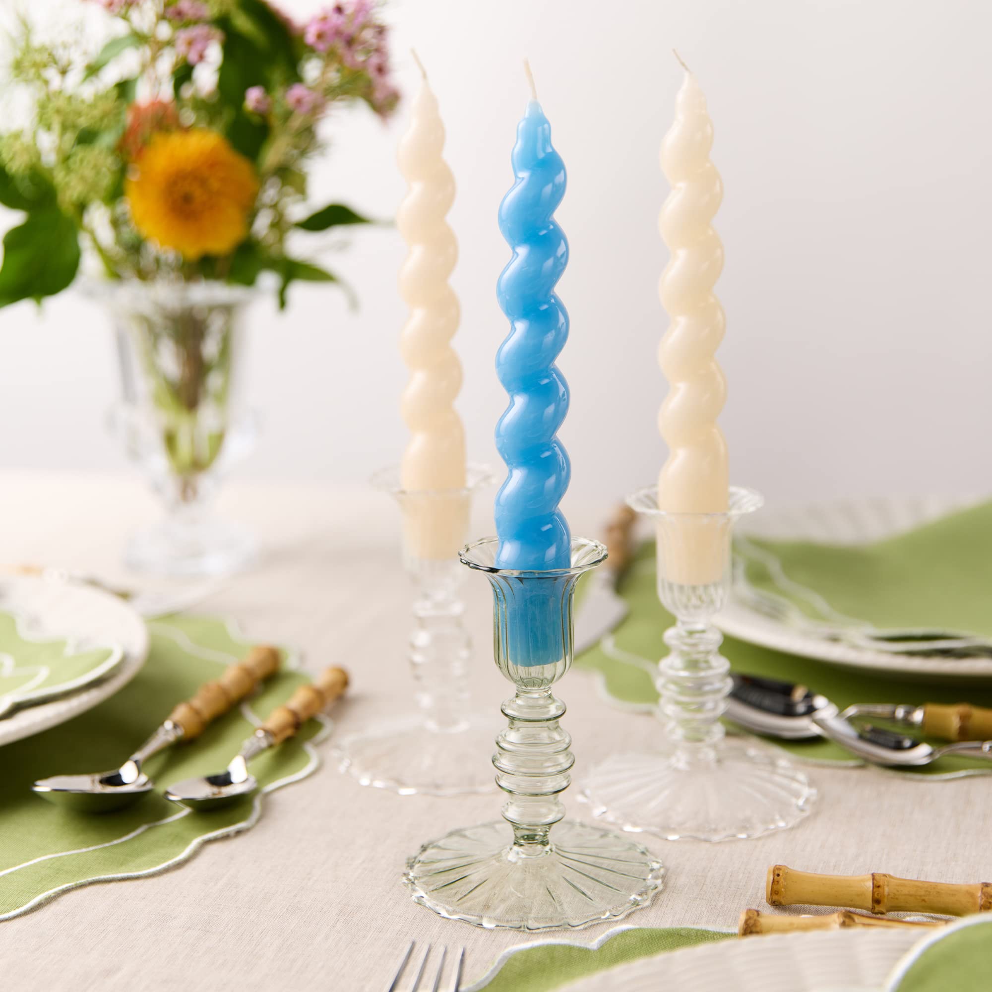 Candele pastello intrecciate a spirale (confezione da 2