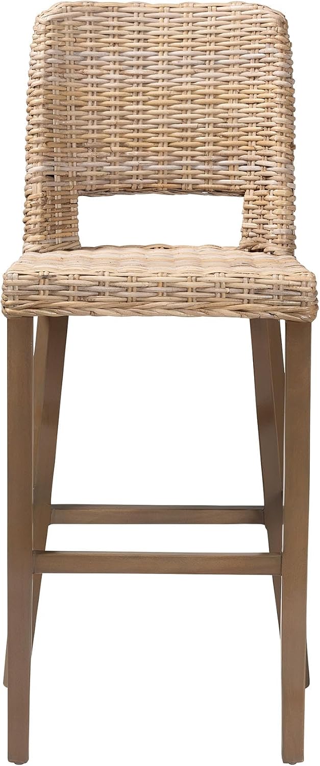 bali & pari Magy Natural Rattan Stool, Bar Height, Kubu Grey