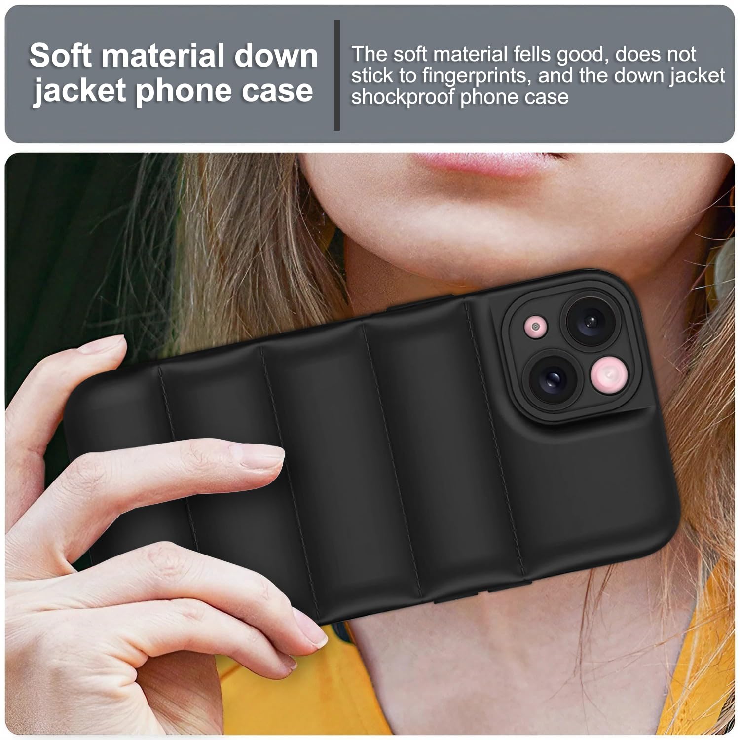 Plus Puffer Case Camera Protection Soft Back Cover for iPhone 15