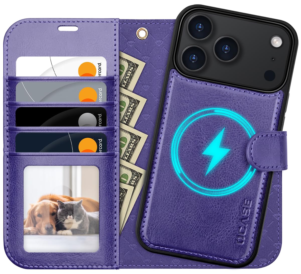 Coque iPhone 17 Pro Max OCASE étui portefeuille violet détachable - 7