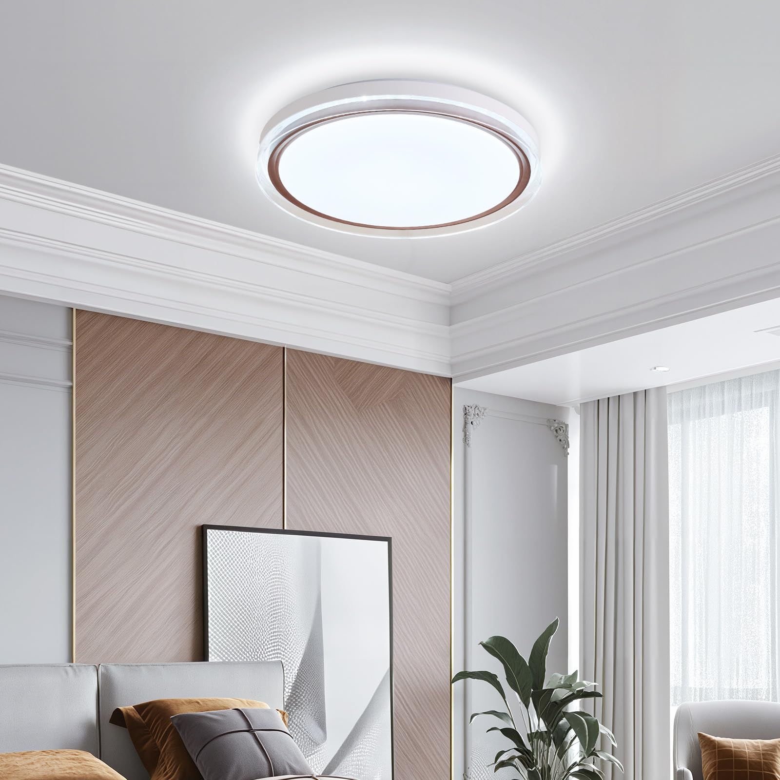 Warmiehomy LED Flush Mount Ceiling Light 50cm,96W Modern LED Ceiling Lamp Acrylic,Cool Light 6000K Round Ceiling Lighting for Bedroom,Office,Bathroom,Dining Room(White) — image 1