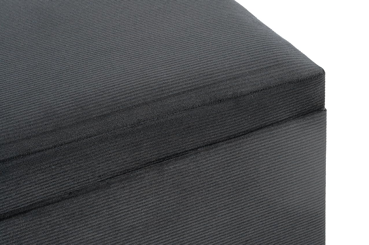 HAKU Sitztruhe schwarz, MDF, Textilgewebe Cord - Maße: B 58 cm x H 42 cm x T 39 cm, Style: Modern