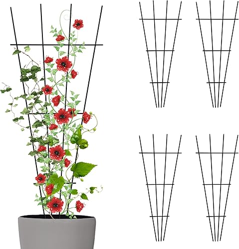 Miniatura 1 de Paquete de 4 enrejados de plantas de interior de 23 pulgadas para plantas en macetas que trepan, enrejado de metal al aire libre, plantas de