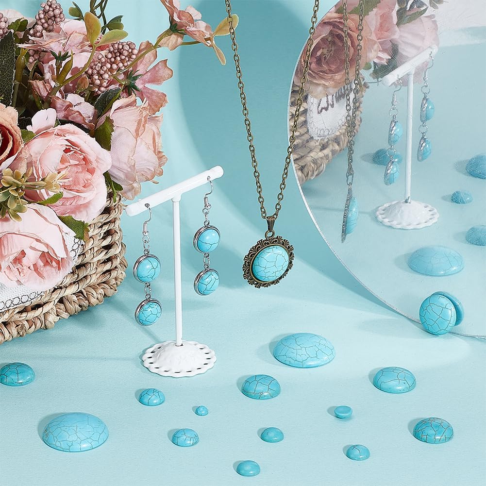 PH PandaHall 7 Sizes Synthetic Turquoise Cabochons, 84pcs Flat Round Gemstone Tiles Blue Turquoise Cabochons Beads for Bracelet Necklace Earring Cameo Carfts Jewelry Making, 6/8/10/12/18/20/30mm - Image 4