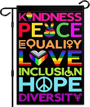 Kindness Peace Equality Love Inclusion Hope Diversity Garden Flags for Outside 12x18 Inch Pride Kindness Garden Flag Vertical Double Sided for Outdoor House Yard Sign Garden Decor