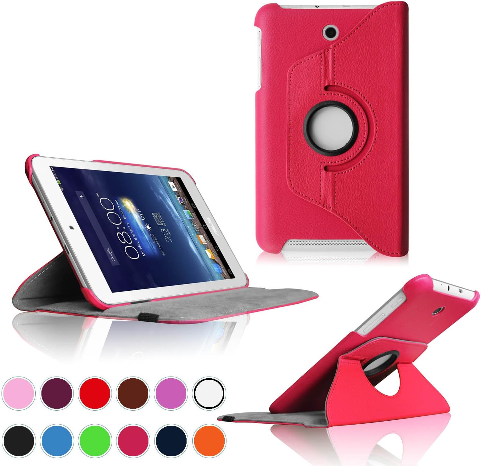Intellishop Online 360 Rotating Leather Stand Case Cover for ASUS MeMO Pad 8 Tablet ME180, ME180A (ASUS MeMO Pad 8, Magenta)