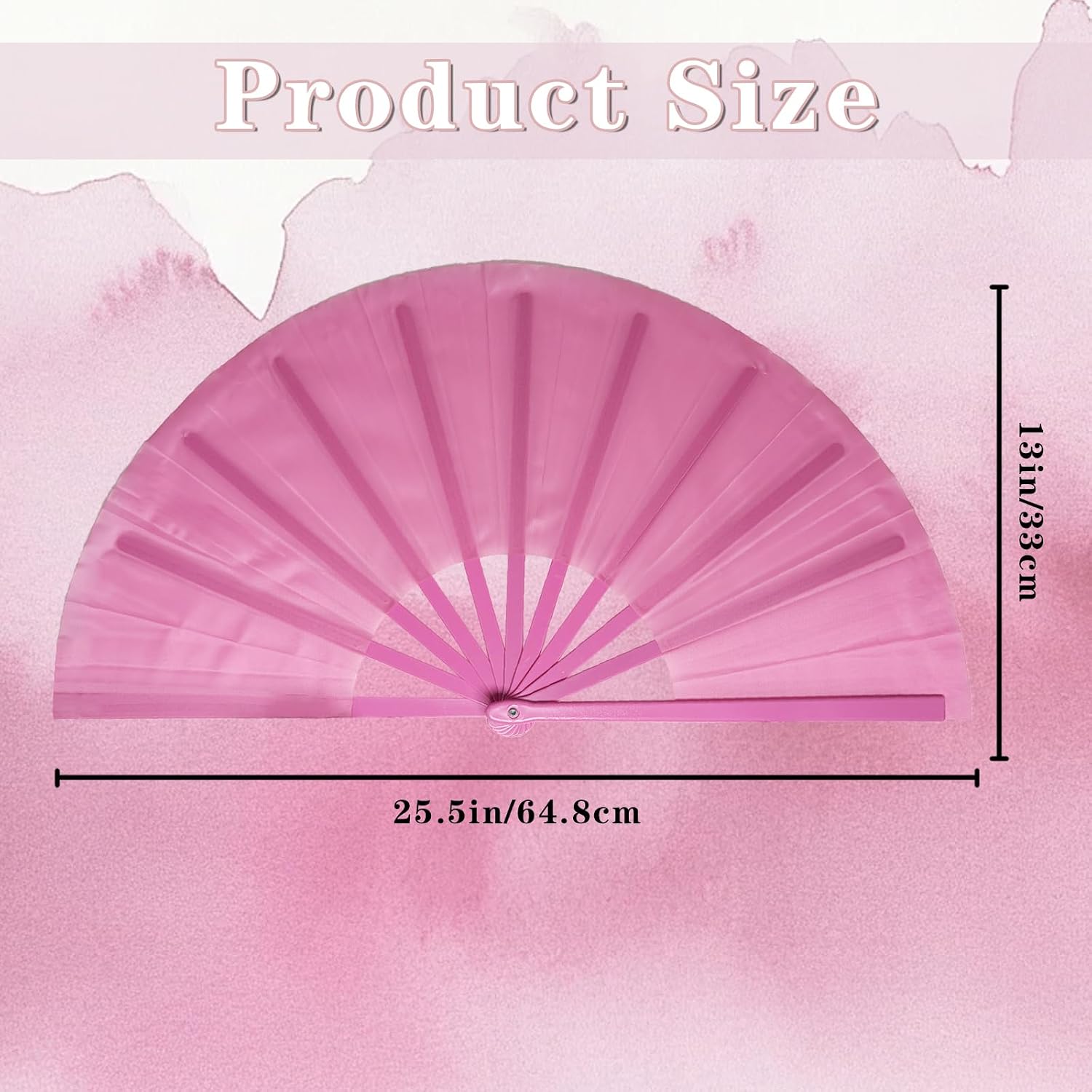 dmjuncong 13inch Large Folding Hand Rave Fan,Clack Handheld Popping Fan Clacking Fans for Line Dancing,Music Festivals,Carnival,Wedding,Home Decoration and Cooling in Various Occasions. (Pink) image 2