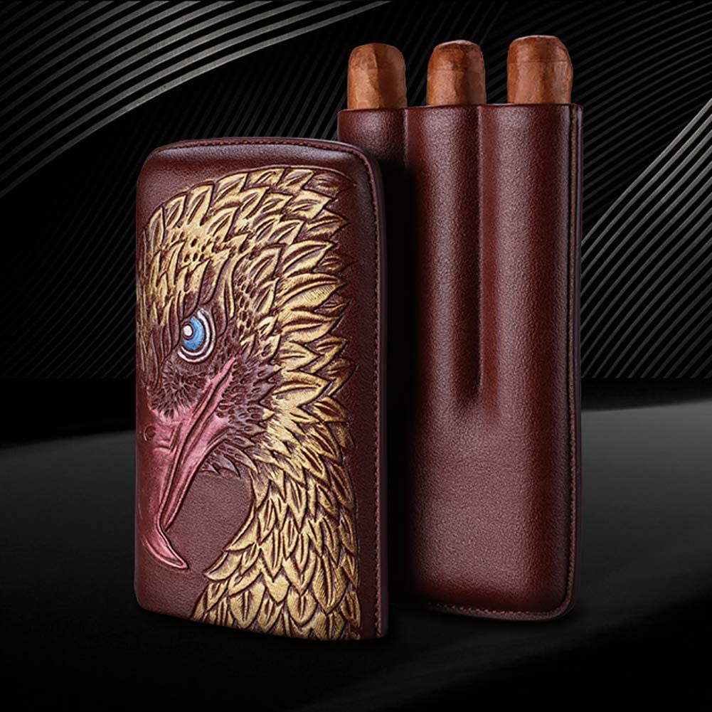 Humidor scatola Custodia per sigari esterna in pelle PU, Humidor da viaggio portatile per sigari, Humidor per 3 sigari, Mantieni i sigari freschi Custodia per sigari Regalo per Hus Personalizzato