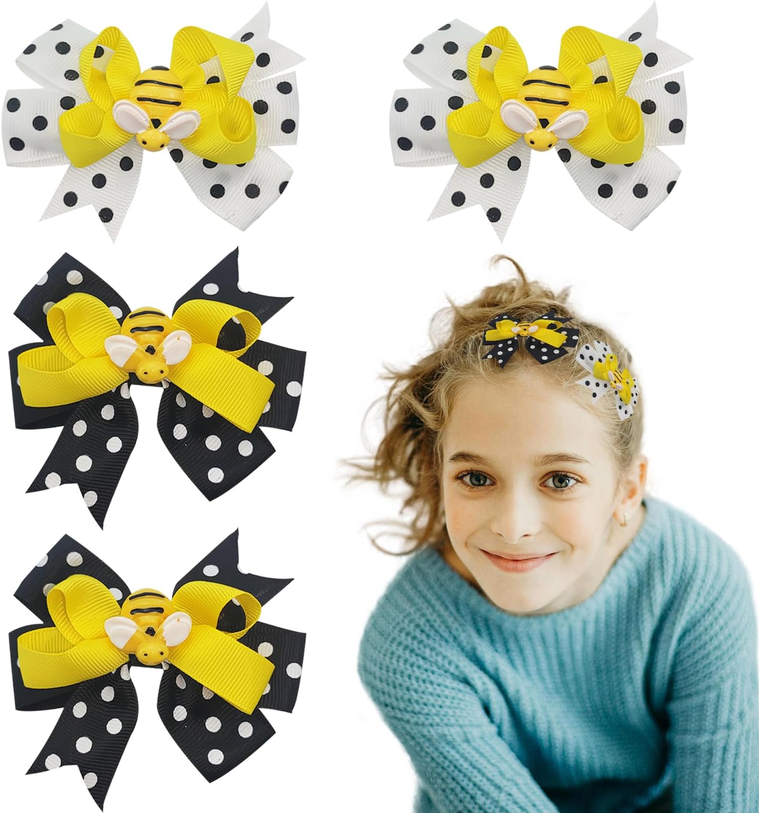 Amazon.com : 6 PACK Pink Bow Hair Clips for Girls,Cute Bows Hair ...