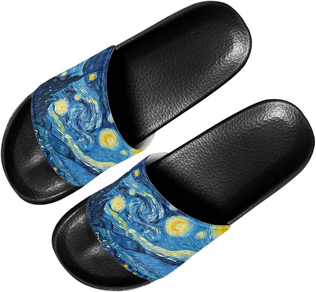 Sandalias deslizantes para mujer, zapatos artísticos de playa para vacaciones, baño interior, antideslizantes, talla 6-13,5, suela negra