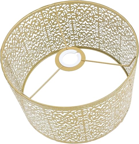 Beaupretty Pantalla decorativa para lámpara de tambor pantalla de metal de repuesto ahuecada E27E14 bombilla colgante de techo para mesa de pared,