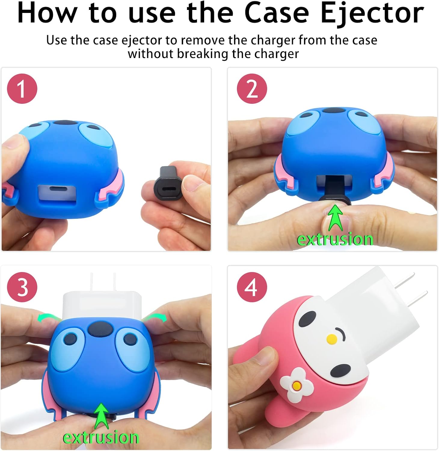 AIBEAMER for iPhone 18W / 20W USB-C Power Adapter Charger Case, Cute 3D Kawaii Cartoon Designer Soft Silicone Fast Chargers Block Protective Cover with Cases Ejector (Melody)