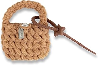 Sonix Knit Earbud Pouch | Crochet Keychain Storage Case Cover Bag Charm for AirPods with Removable Silicone Loop Accessory | Light Tan – Latte