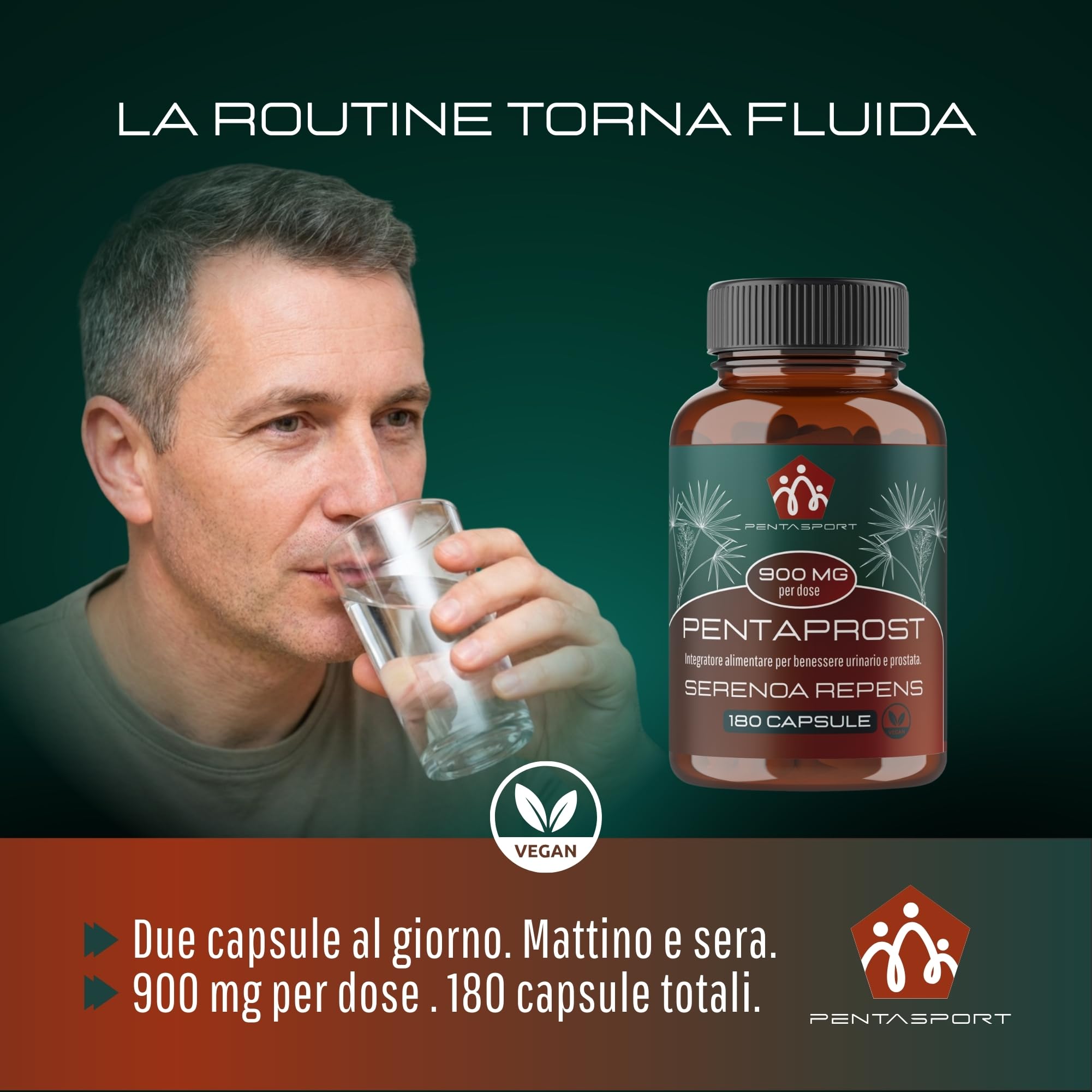 Serenoa Repens Prostata Forte 900mg 180 Capsule - Integratore Benessere Uomo con Saw Palmetto a Supporto della Funzione Prostatica e Urinaria