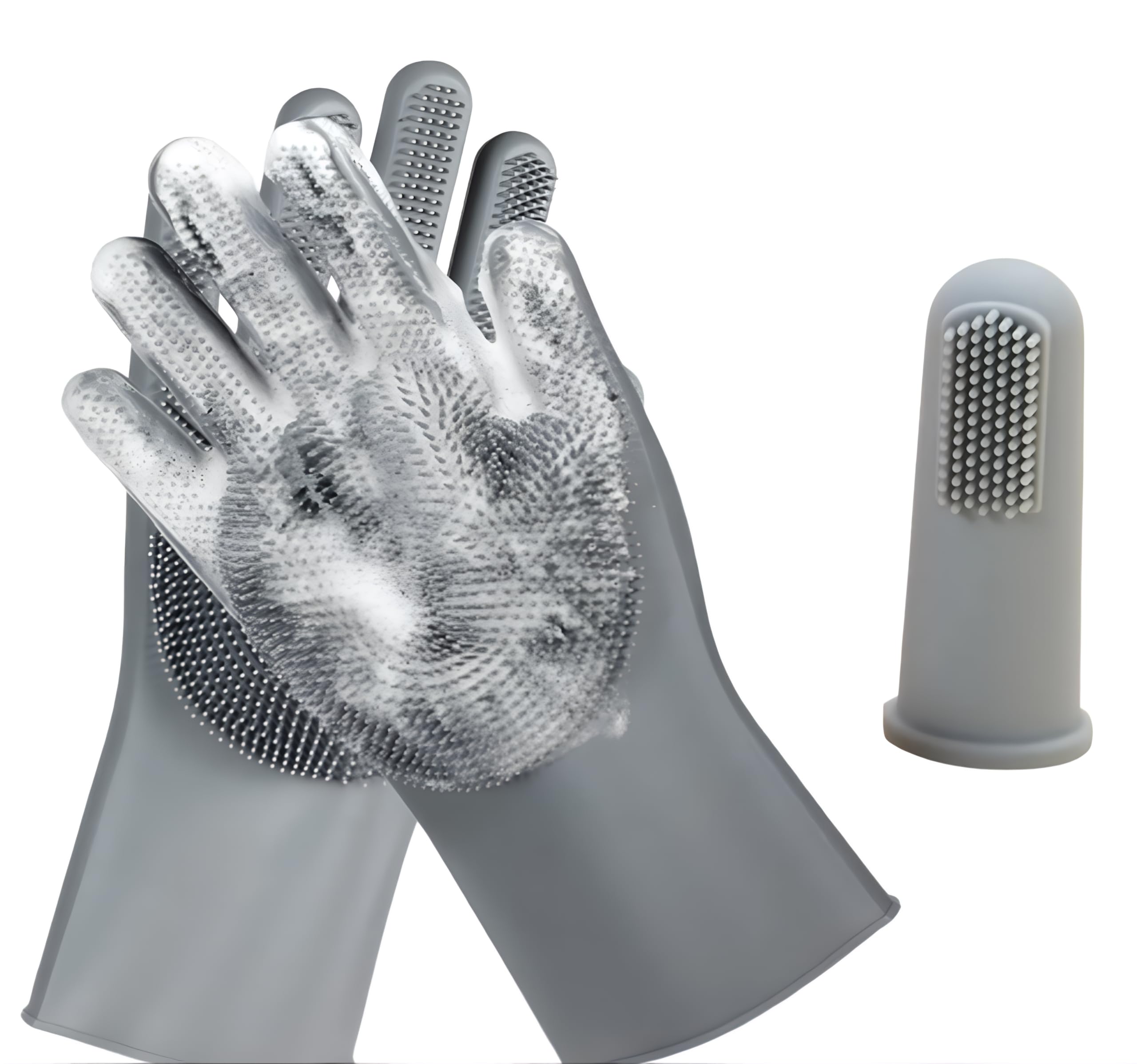 Pet Grooming Gloves, Silicone Brushing Mitts for Dogs and Cats, Blue