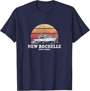 New Rochelle NY Vintage Boating 70s Retro Boat Design T-Shirt