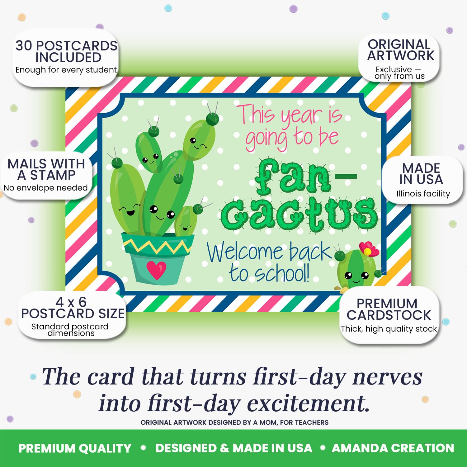 AmandaCreation - Tarjetas postales en blanco con temática de cactus para que los maestros envíen a estudiantes, 10,16 x 15,24 cm
