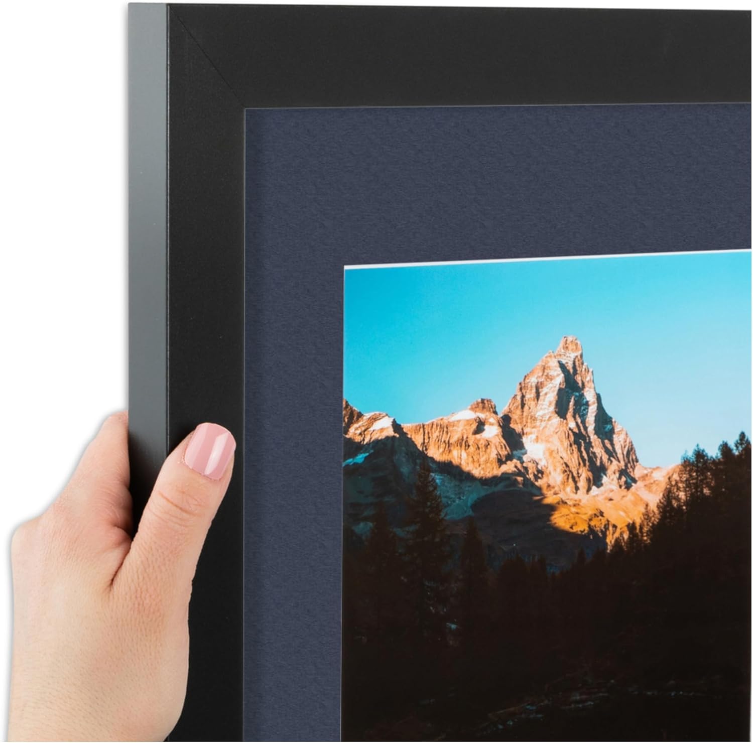 ArtToFrames Collage Photo Frame Double Mat with 1 - 8x12 Openings and Satin Black Frame