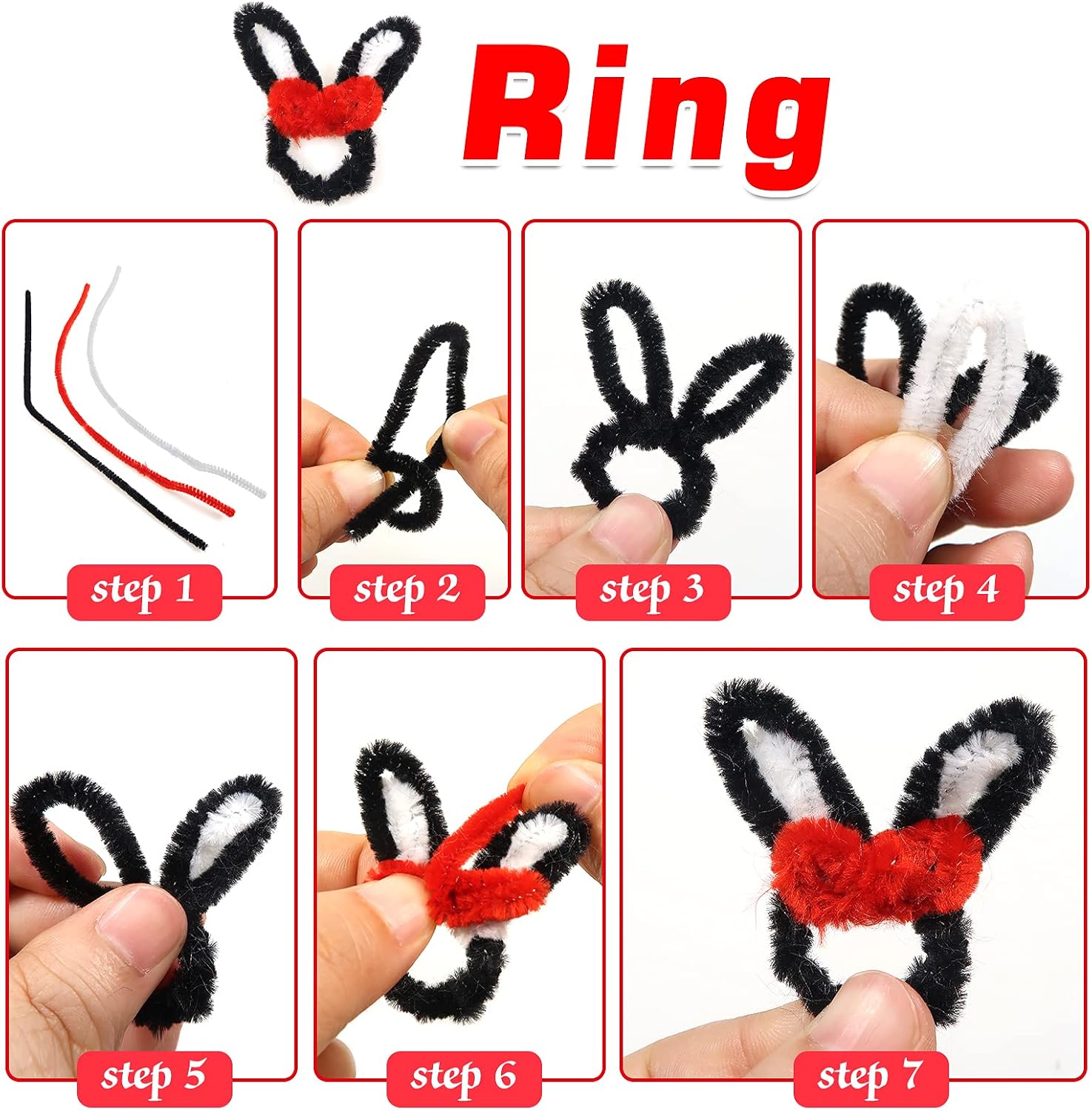 TOAOB 120pcs Black Bumpy Pipe Cleaners Bump Chenille Stems Craft Supplies
