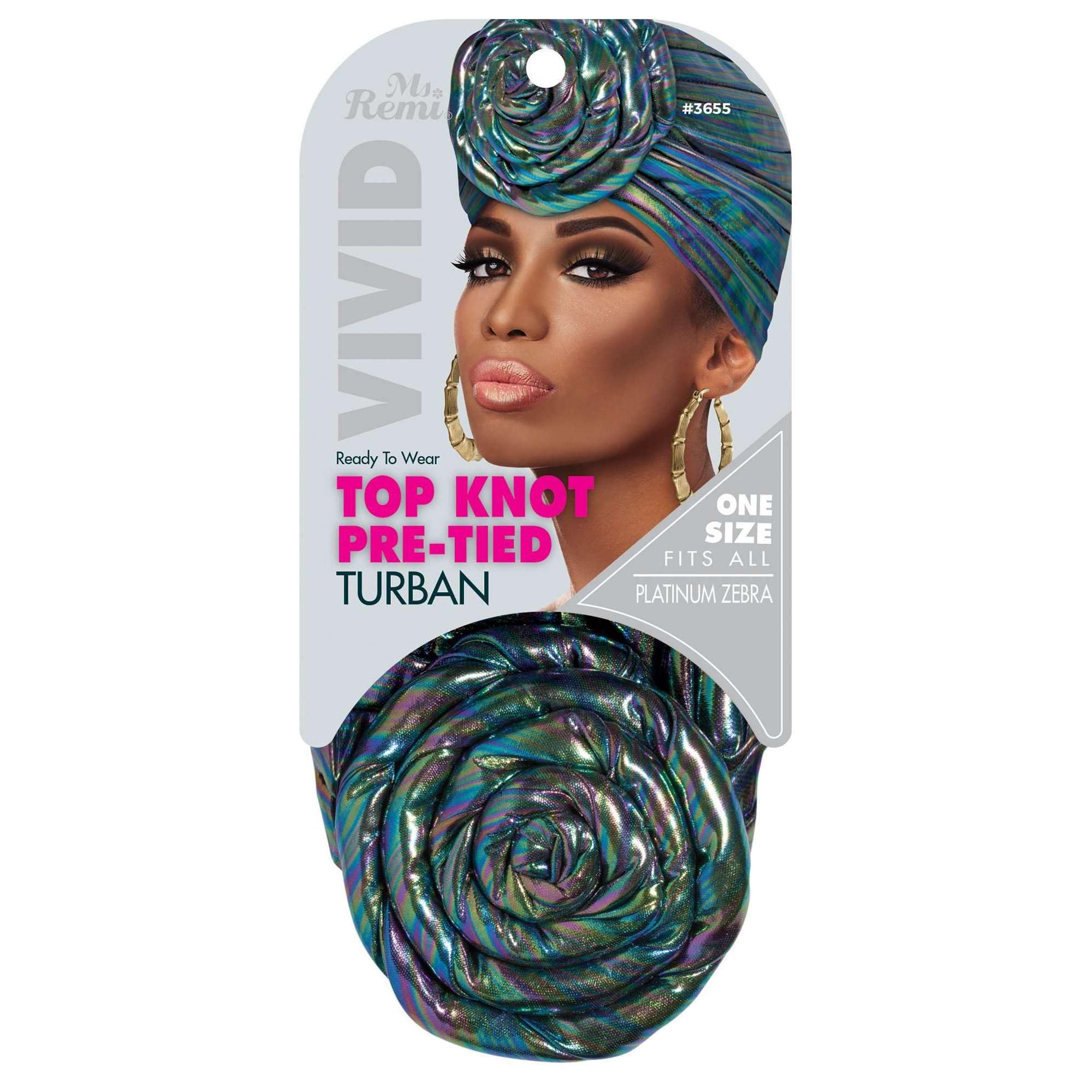 Ms.Remi | Vivid Top Knot Pre-Tied Turban | Platinum Zebra