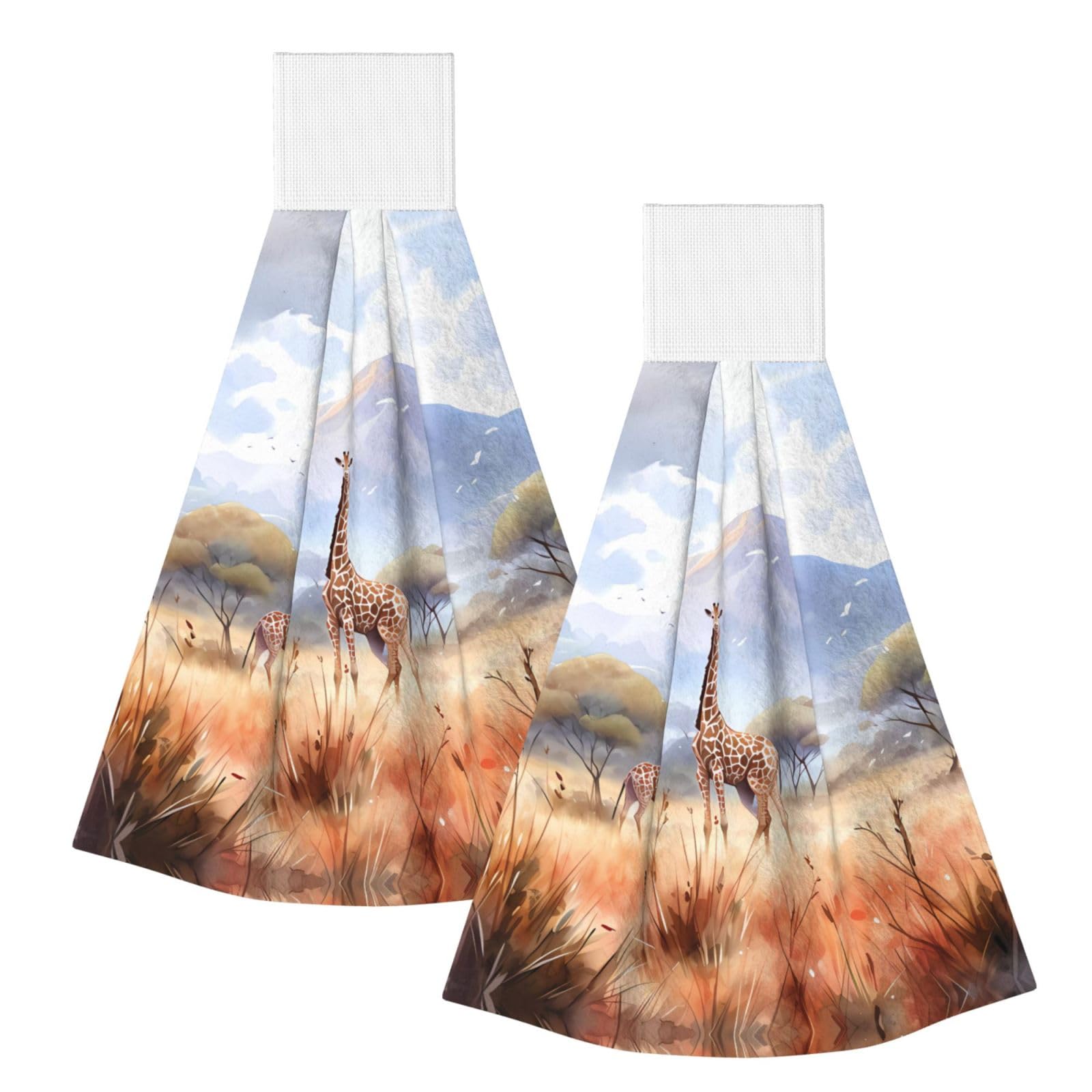 African Savanna Giraffe Highly Absorbent Dish Towels Soft Coral Fleece Wipe