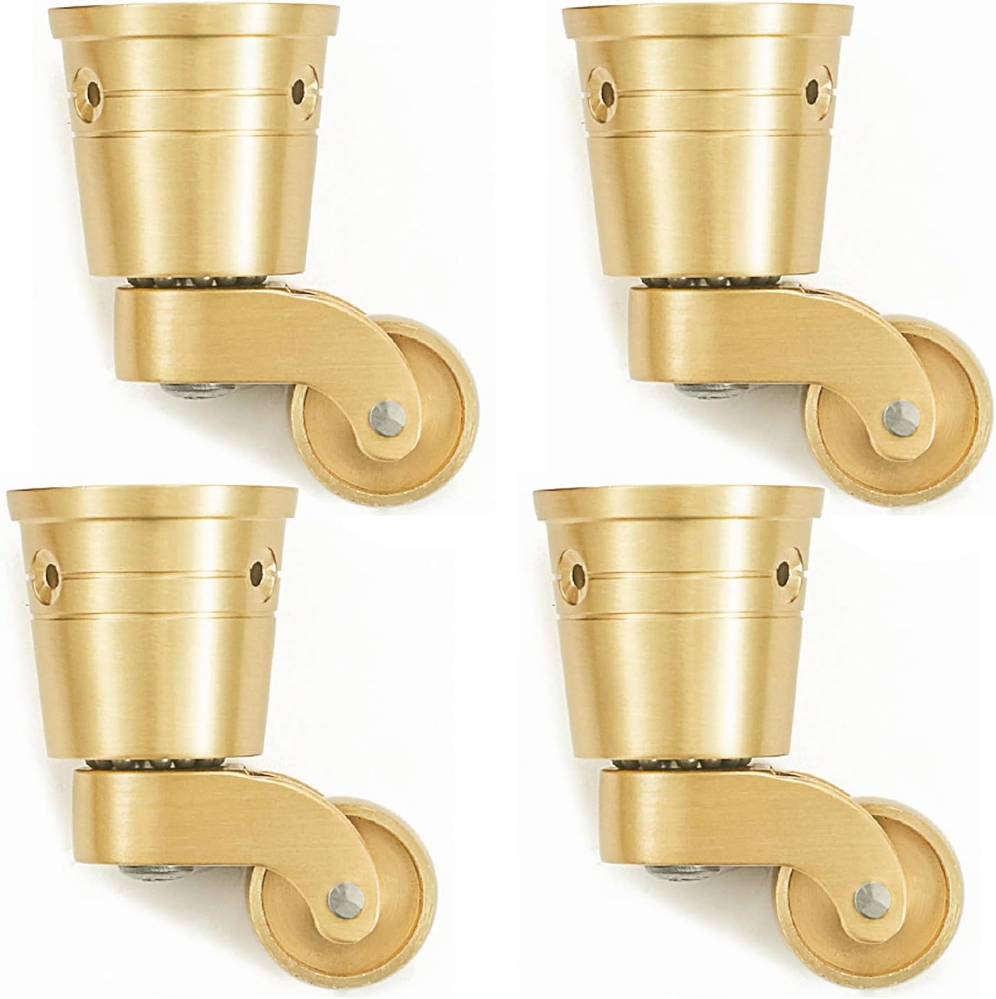 Casters Wheels Forniture,2.2Cm Solid Brass Vintageers,Heavy Duty 360° Swivel Wheels,Polished Brass,Antique Round Cupor,for Replacement Sofa Piano Feet,with Screws