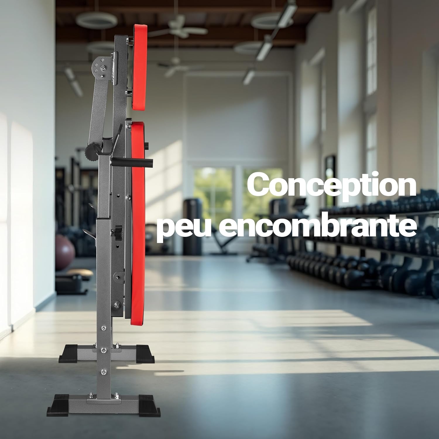 Wiltec weight bench folded for space-saving storage