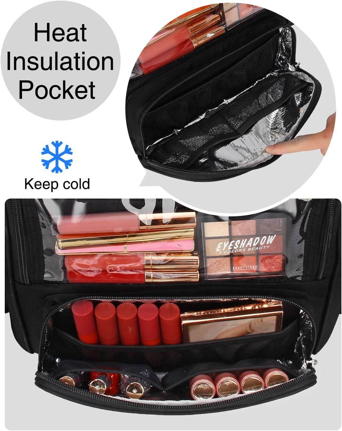 NAONAYA Makeup Brush Bag Extra Large Makeup Brush Case with 4 small bags Professional Makeup Artist Brush Holder Stand Up Organizer for Travel with Adjustable Dividers and Shoulder Strap