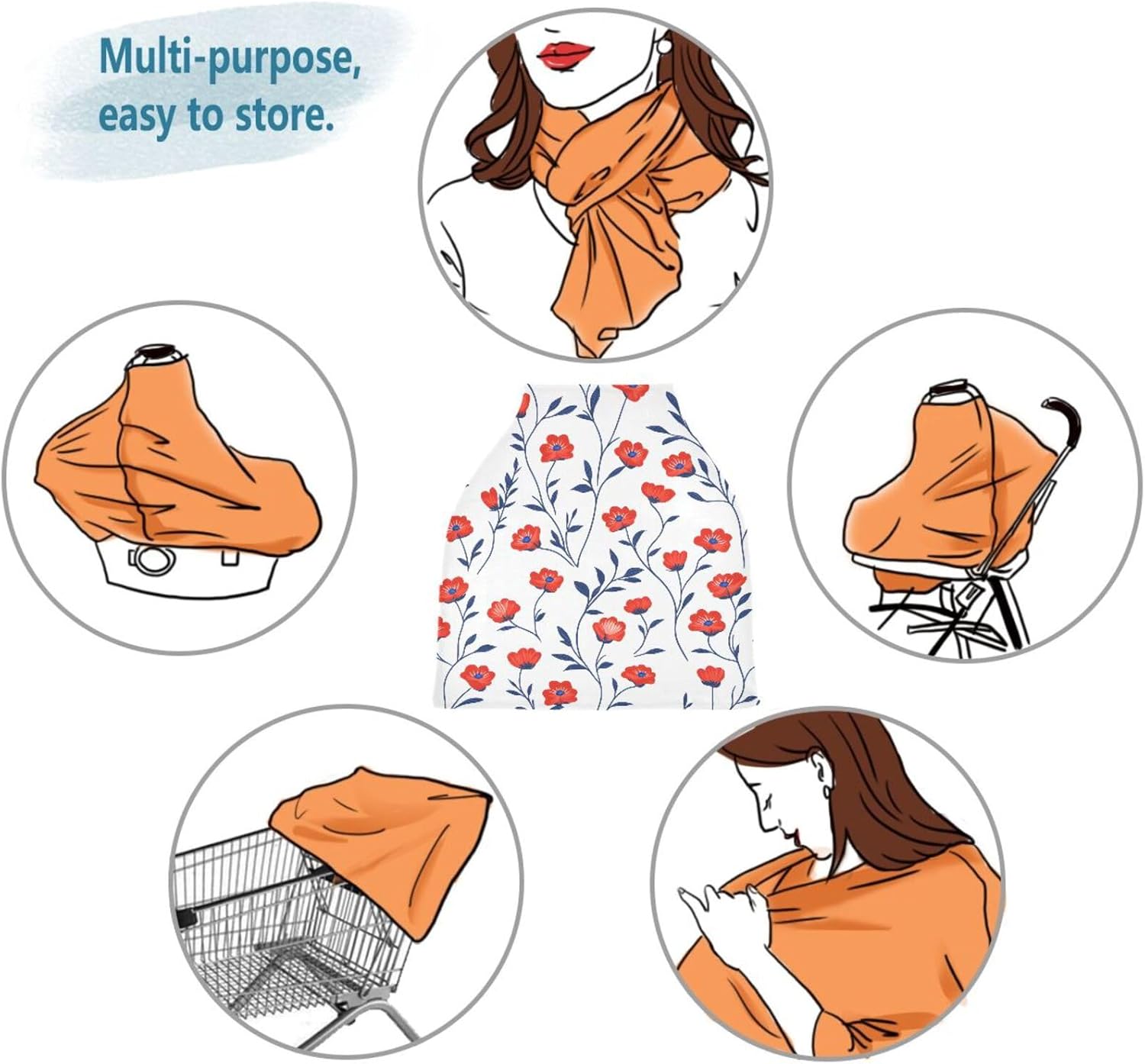 Lyeorm Flowers and Leaves Car Seat Covers for Babies Breathable Nursing Breastfeeding Cover Multi-Use Infant Carseat Canopy and Stroller Cover for Boys Girls 8 71dvKEfv5QL. AC SL1500