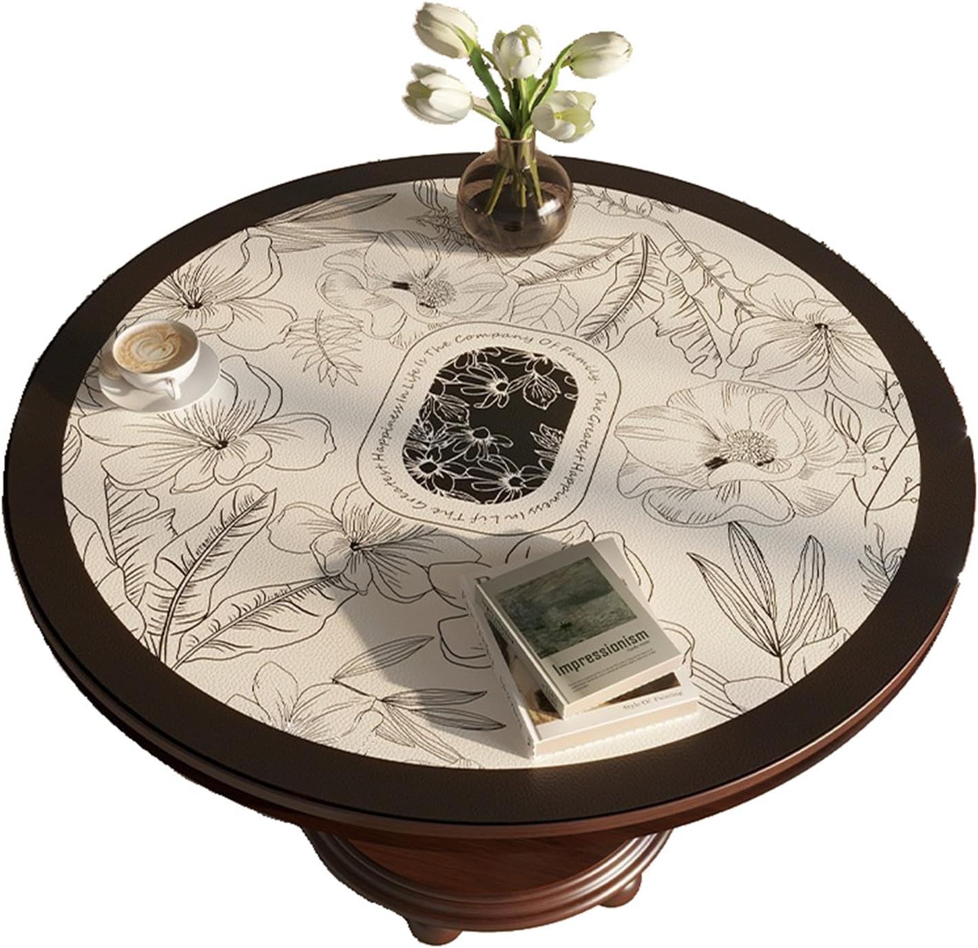 Tablecloth, Table Protector, Leather Round Table Pad, Waterproof Oil-Proof Table Protector Mat, Desk Pads Wipeable Table Cloths, Decoration Table Protector (Figure 2,70cm)