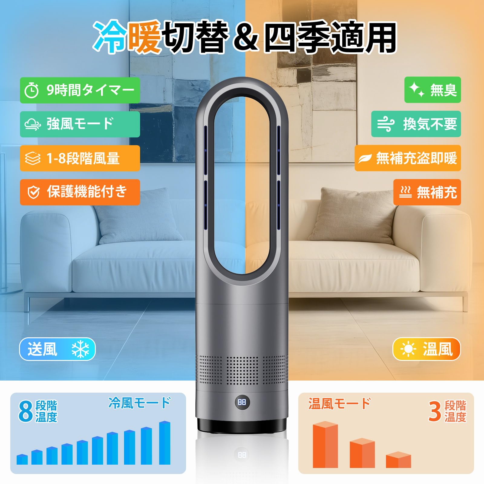 Amazon.co.jp: 【冷暖両用＆羽根なし】 扇風機 タワーファン ファン