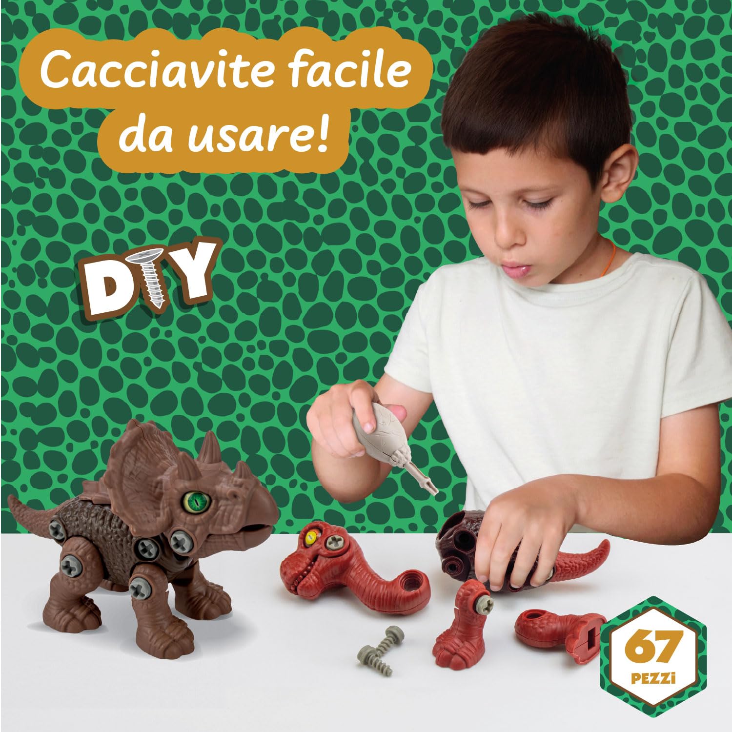 Science4you Giocattoli Dinosauri 4 in 1 – Dinosaur Build, Gioco di Costruzione Dinosauri per Bambini con 4 Dinosauri, 67 Pezzi, Giocattolo da Montare e Smontare, 3 4 5+ Anni